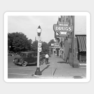 Street Scene Urbana, Ohio, 1938. Vintage Photo Magnet